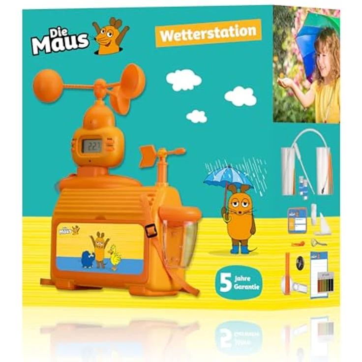 DieMaus Wetterstation für Kinder, mit Windgeschwindigkeitsmesser, Regenmesser und Experimentierset – Bild 7