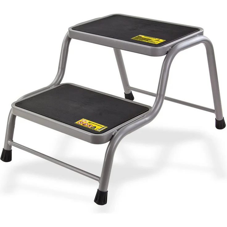 DEMA Trittleiter Wohnwagen Doppel Trittstufe DDT 2, Stabile Stahlrohr-Konstruktion, Grau RAL 7004 – Bild 1
