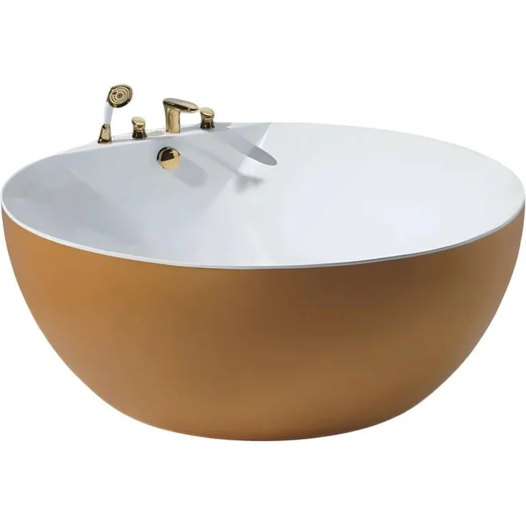 JVmoebel Freistehende Rundwanne in Gelb, hochwertige Acryl-Badewanne, 160 cm, Made in Europe