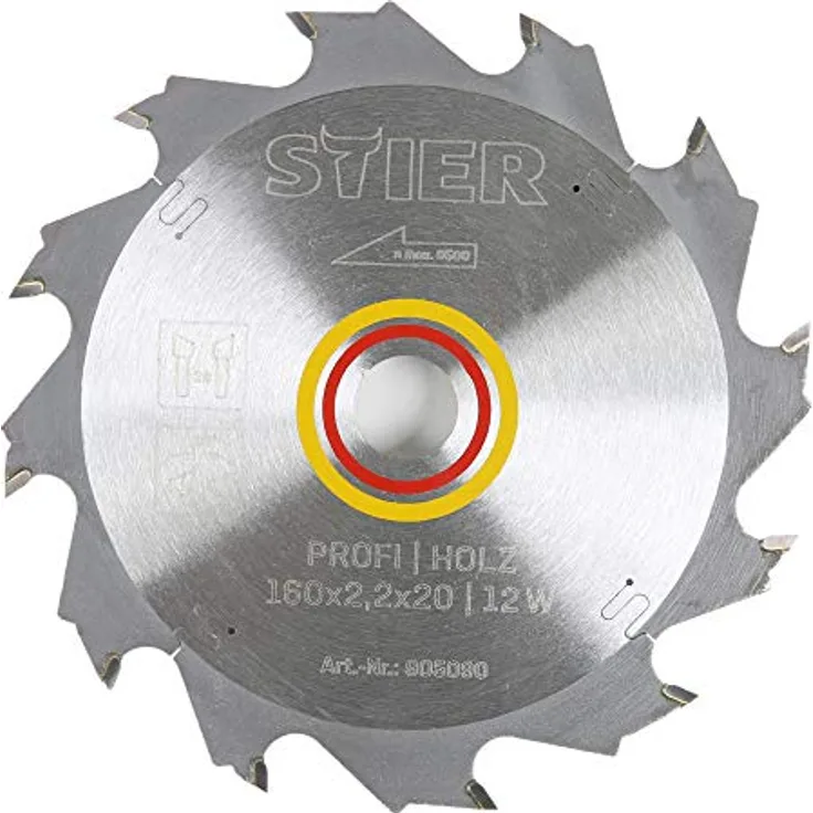STIER Kreissägeblatt Profi Holz, 160 x 2,2 x 20mm, 20° Spanwinkel, 12 gehärtete Zähne, Wechselzahn, passend für Festool & Metabo, sauberer Schnitt, Splitterschutz
