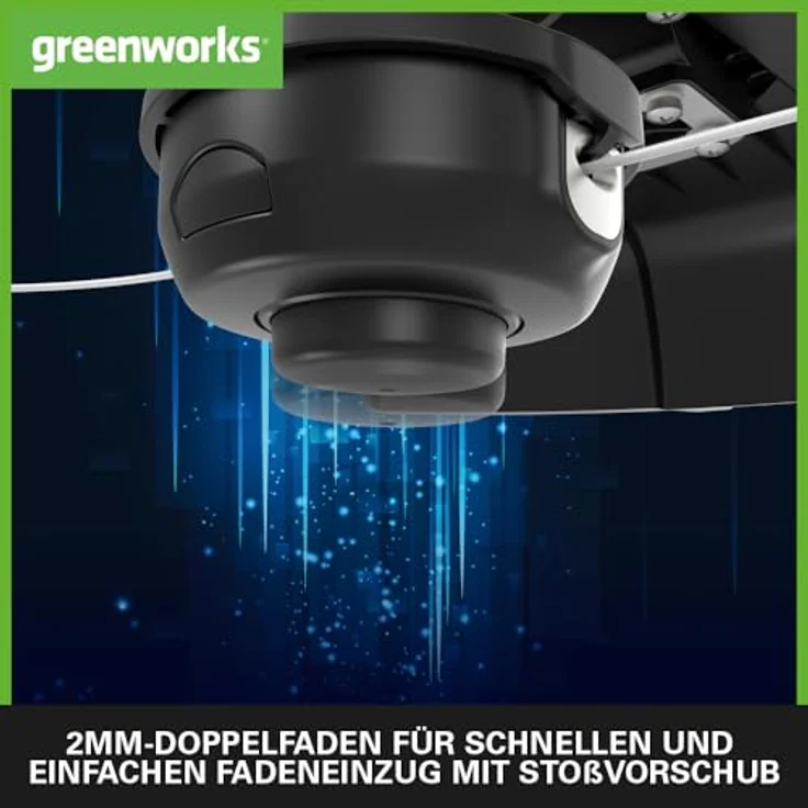 Greenworks Elektro-Rasentrimmer 2in1 GST1246 (AC Electric 230V 1200W Motorleistung 40cm Schnittbreite 2mm Faden-Messer 5500 U-min verstellbarer Zusatzgriff halbautomatischer Bodenvorschubkopf) – Bild 6