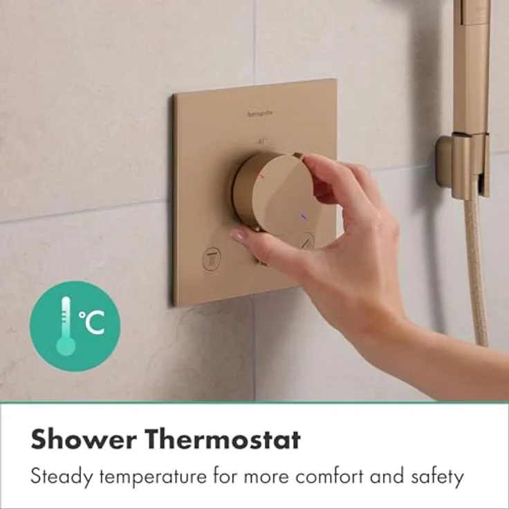 hansgrohe Ecostat Comfort E Duschthermostat Unterputz, Mischbatterie mit SafetyStop bei 40°C für 2 Verbraucher, Brushed Bronze, 33711140 – Bild 5