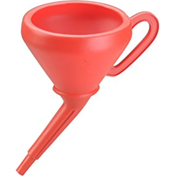 hünersdorff Universaltrichter 205mm mit Griff, Spritzschutz & Sieb, rot, HD-PE, made in Germany – Bild 2