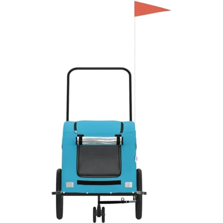 vidaXL Hunde-Transportbox Fahrradanhänger Blau Oxford-Gewebe und Eisen mit PVC-Dach – Bild 4