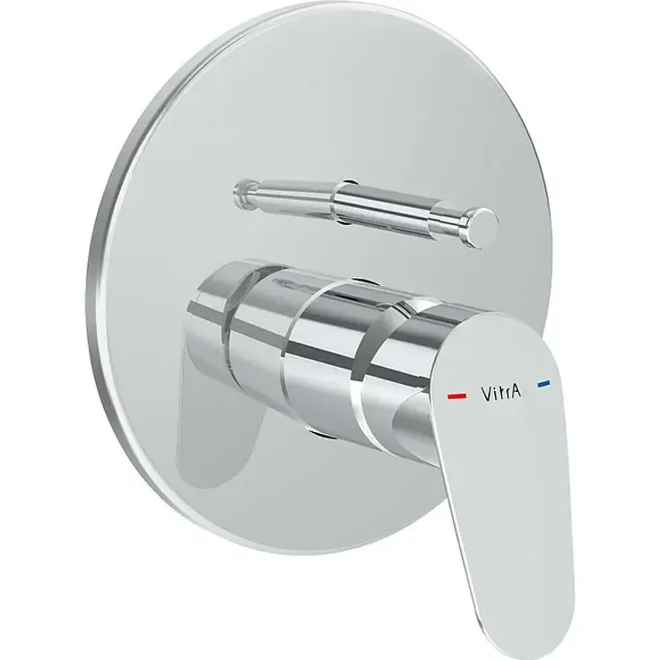 VitrA Flow Round UP-Badewannenarmatur, Einhebelmischer zur Unterputzmontage mit eleganter Chrom-Oberfläche, 190 mm Höhe, 6 Funktionen