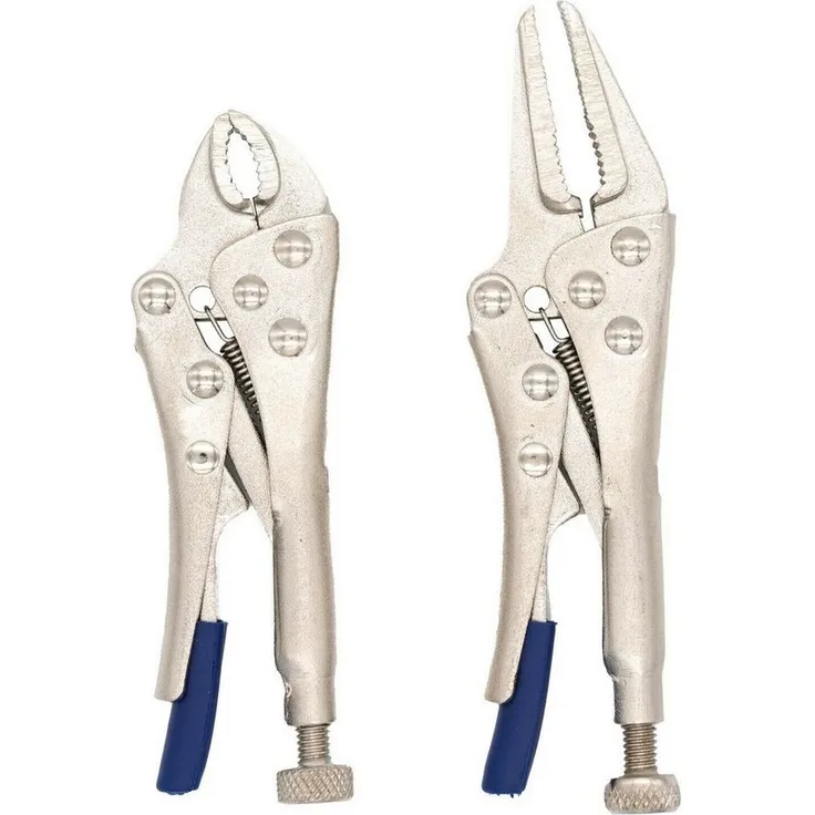 BENSON Crimpzange 2x Gripzange Feststellzange Langbeckzange Set, 2-tlg., Klemmzange, Gripzangen, Schweißzange, Silber