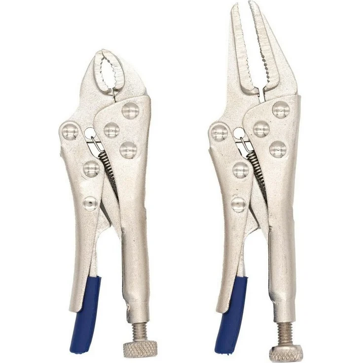 BENSON Crimpzange 2x Gripzange Feststellzange Langbeckzange Set, 2-tlg., Klemmzange, Gripzangen, Schweißzange, Silber – Bild 1