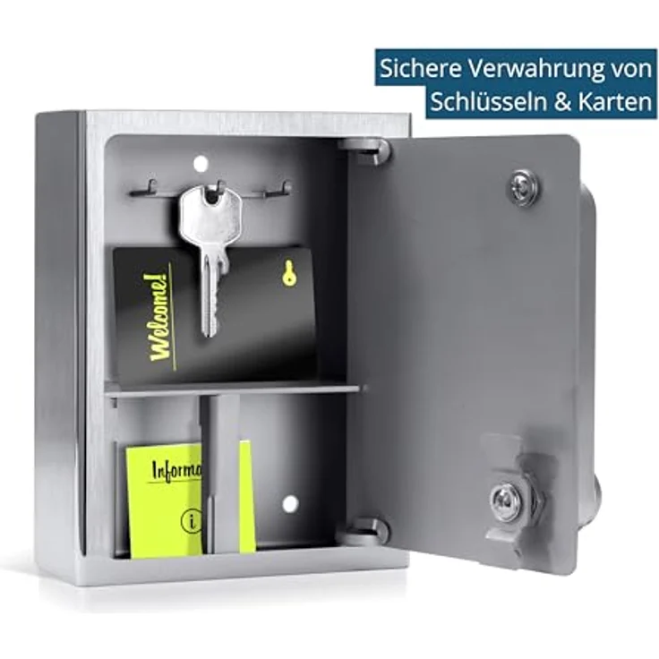 masunt Schlüsselsafe 1121 RFID | elektronischer Schlüsseltresor | Registrierung von bis zu 50 individuellen Zutrittsmedien | V2A Edelstahl | Aufbruch-sicher | wetterfest | Silber – Bild 2