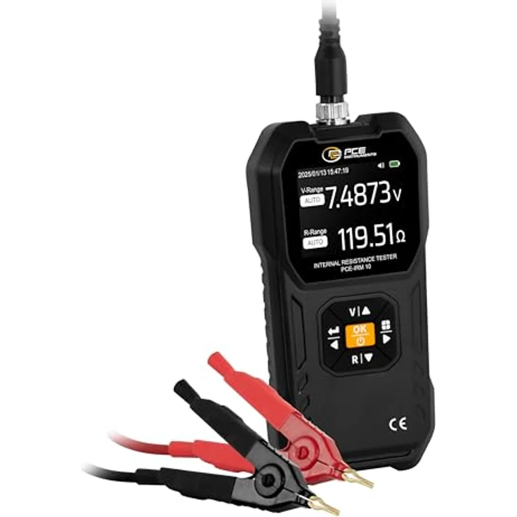 PCE Instruments PCE-IRM 10 Hand-Multimeter, digitales Grafik-Display zur Prüfung von Batteriequalität, USB-C, 2,4 Zoll Farbdisplay, Pass/Fail-Testfunktion, speicherbar bis zu 8 Grenzwerten – Bild 1