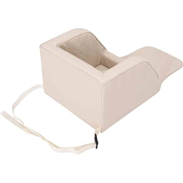 DOGGY Hundeautositz, Hundebox, Hundebett, für kleine Hunde, Beige Leder, (46x46x31 cm) – Bild 4
