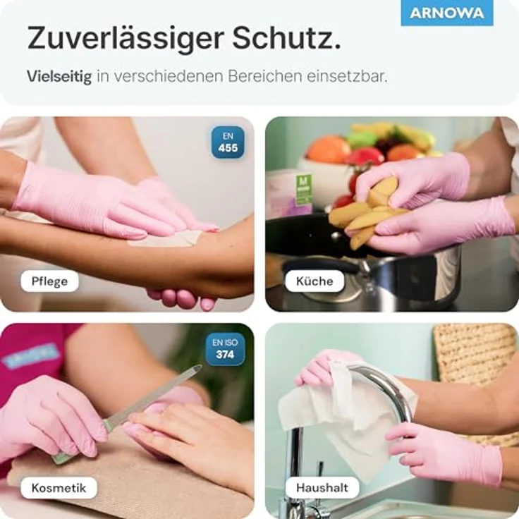 ARNOMED Einweghandschuhe Pink, Nitrilhandschuhe puderfrei, latexfrei, Größe XS, 100 Stück/Box – Bild 3
