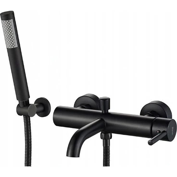 Rea Badewannenarmatur LUNGO BLACK, einhebel Mischbatterie mit Handbrause, Wandmontage, Messing, Schwarz – Bild 4