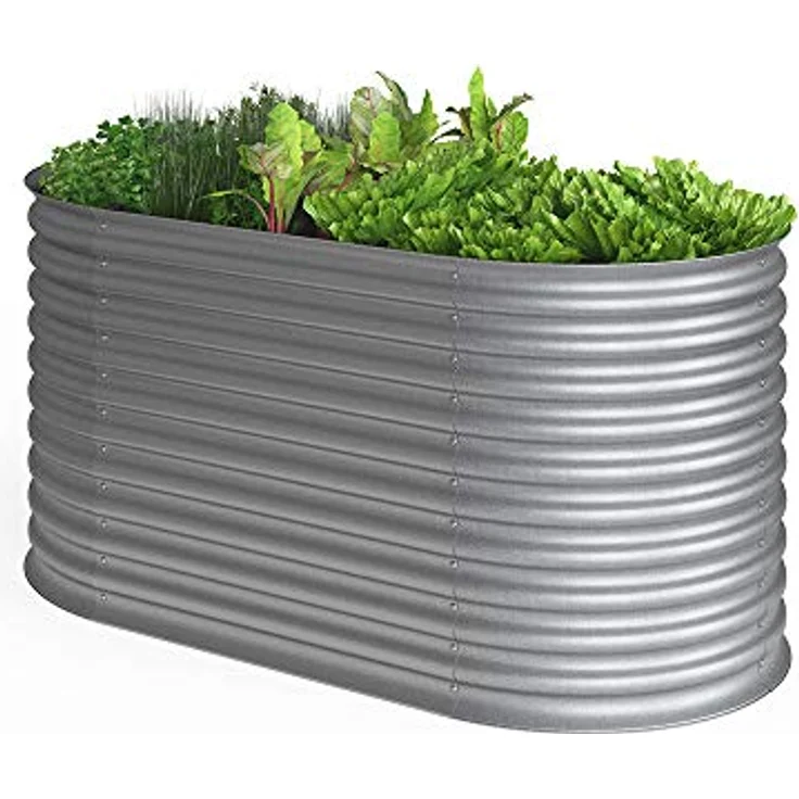Oskar Hochbeet Kräuterbeet Gemüsebeet oval 160x80x82cm Stahl verzinkt Garten – Bild 2