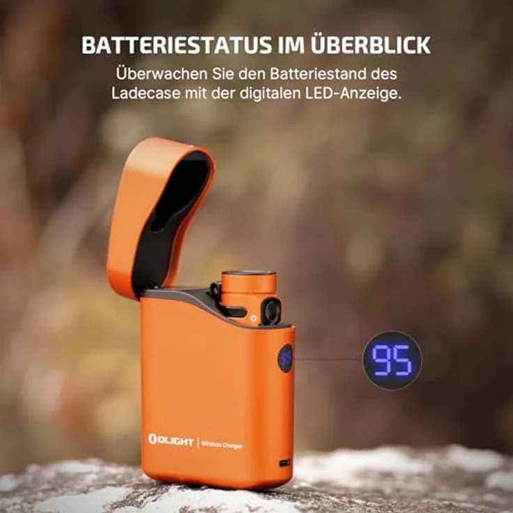 OLIGHT Baton 4 Kit, LED Taschenlampe aufladbar mit 1300 Lumen, 190 Tagen Laufzeit, 170m Leuchtweite, IPX8 wasserdicht, dimmbares Ladecase, orange – Bild 5