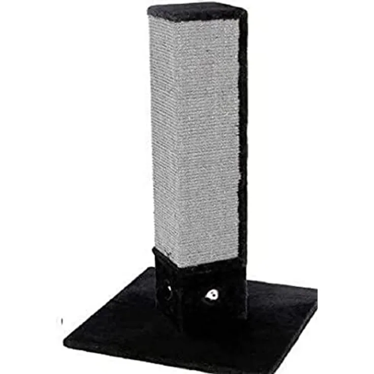 Kerbl 81594 Kratzbaum 4-Corner, 4-eckige Kratzsäule mit Sisal in schwarz-grau, mit Spielmäusen, Höhe 80 cm