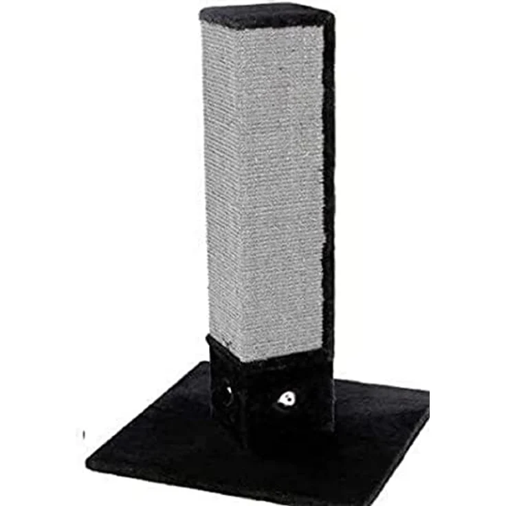 Kerbl 81594 Kratzbaum 4-Corner, 4-eckige Kratzsäule mit Sisal in schwarz-grau, mit Spielmäusen, Höhe 80 cm – Bild 1