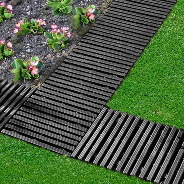 HTI-Living Rollweg Nessa, Rasenkante in Holzbohlenoptik Grau, 393 cm, witterungsbeständig und unbegrenzt erweiterbar – Bild 2