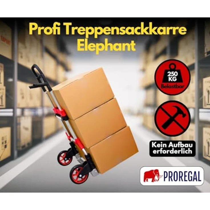 PROREGAL® Sackkarre ELEPHANT Tragkraft 250kg Alurahmen ergonomische Griffe Gummiräder, robuste Konstruktion für vielseitigen Einsatz, klappbare Profi-Sackkarre – Bild 3