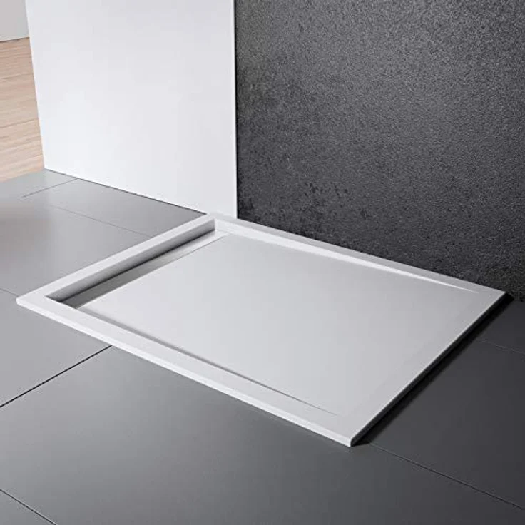 Schulte Duschwanne, Sanitäracryl, rechteckig 100 x 90 cm, extra-flache Einstiegshöhe, Chromoptik – Bild 1
