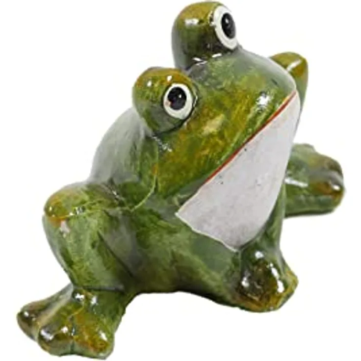 SB Zentralmarkt Frosch grün aus Keramik Gartenfigur Dekofigur Gartendeko Höhe 7.7cm
