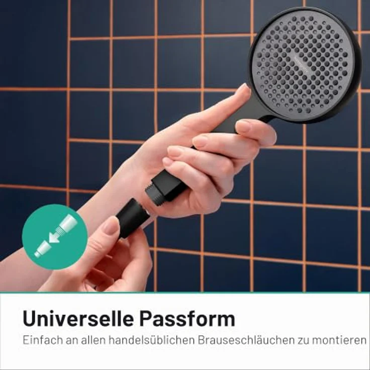 Hansgrohe Activera S Handbrause 1jet, 95mm, EcoSmart, FlexPower, Mattschwarz, für effiziente Wasserführung – Bild 4