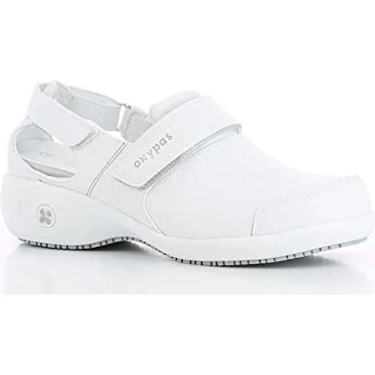 Oxypas SALMA - Damen Sicherheitsclog aus Leder, rutschfest, bequem - ideal für Krankenhaus und Pflege, Weiss, 41 EU