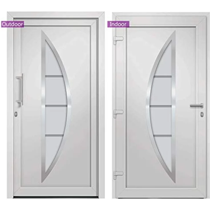 vidaXL Haustür mit Handgriff-Set, 108x200 cm, weiß, inkl. 3 Schlüssel und Montageset, mit isolierverglaster Füllung und 5-Pilzkopfverriegelung – Bild 5