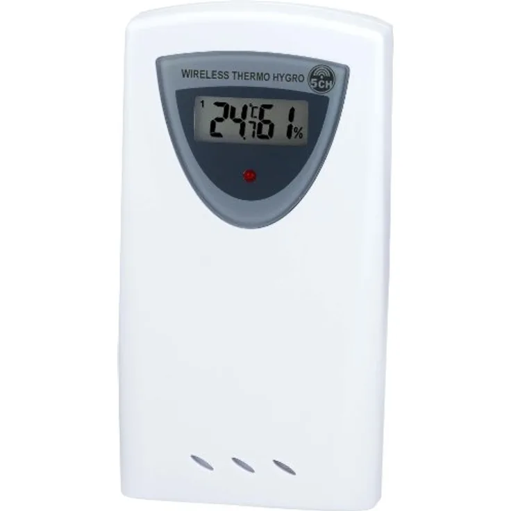 Bresser Funkwetterstation Thermo/Hygro Sensor 5 Kanal 433 Mhz Frequenz für Temperatur- und Luftfeuchtigkeitsermittlung mit digitaler Anzeige und 50 Meter Reichweite im Freien, weiß