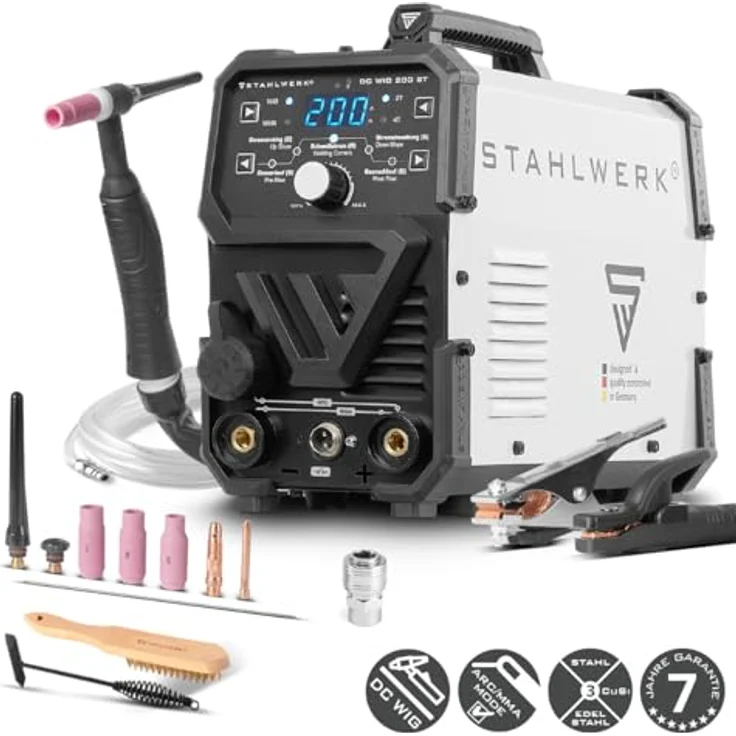 STAHLWERK DC WIG 200 ST, 2 in 1 Kombi Schweißgerät mit HF-Zündung, 200A, leicht und kompakt, inkl. Zubehörset – Bild 2