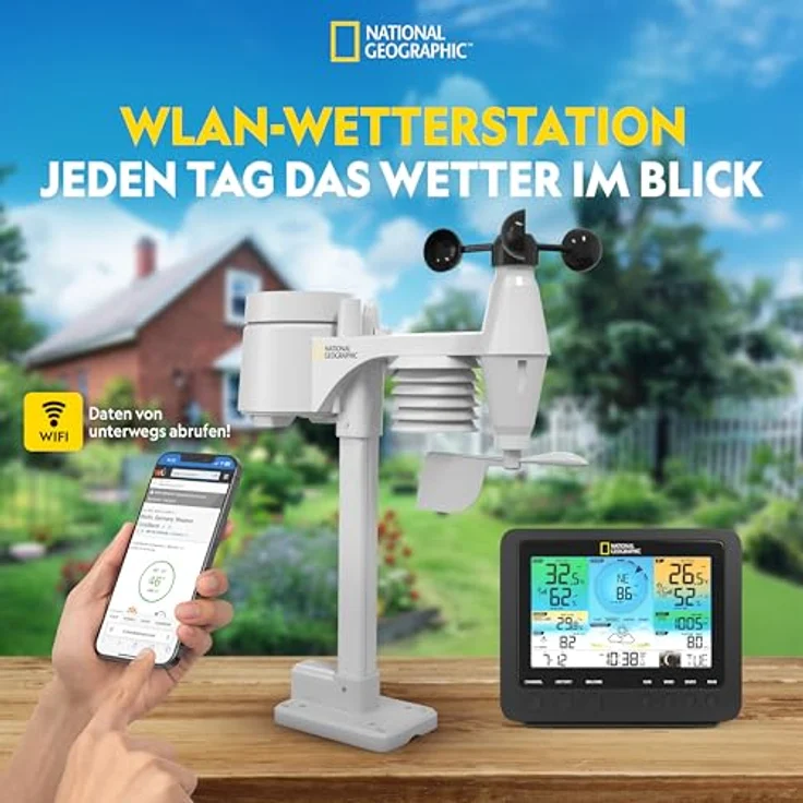 National Wetterstation, 7-in-1 mit WIFI, Farbdisplay, kompakt, Weiss/Schwarz – Bild 2