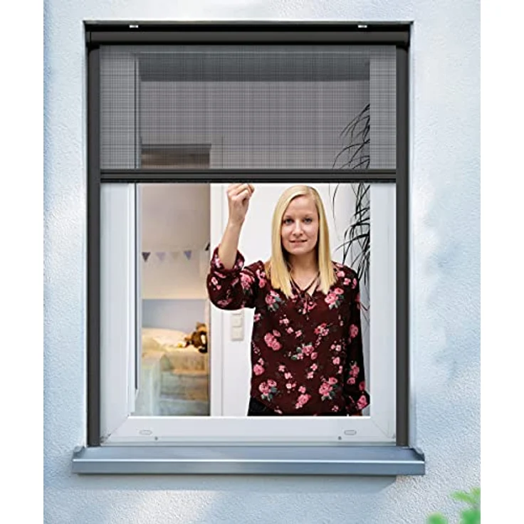 SCHELLENBERG Insektenschutzrollo für Fenster, Fiberglas Fliegengitter mit Aluminium Rahmen, anthrazit, individualisierbar in Farben und Größen – Bild 2