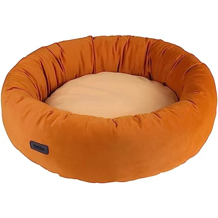 Nobby 61923 Donut CUMBA Caramel Ø 80 x 22 cm, Samtstoff mit Wendekissen und Anti-Rutsch-Noppen, waschbar bis 30°C, Handwäsche – Bild 2