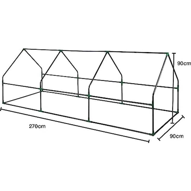 DEMA Gewächshaus Utrecht 270x90x90 cm, Foliengewächshaus mit belüftbaren Fenstern, grün – Bild 7