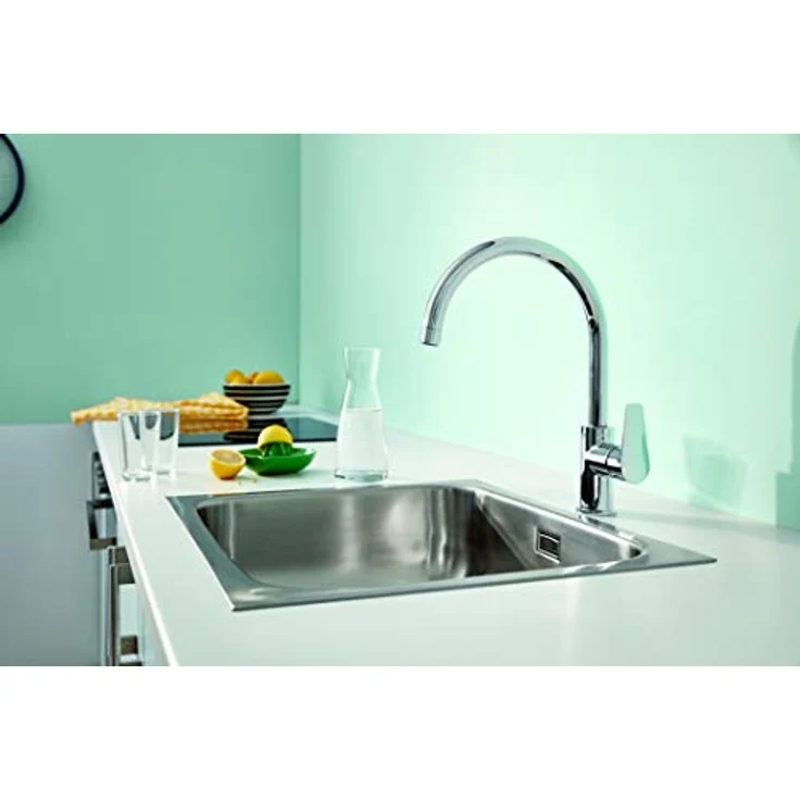 Grohe BauEdge 31367001, Einhandmischer Küchenarmatur mit 360° Schwenkbereich und hohem Auslauf, Chromoberfläche – Bild 6