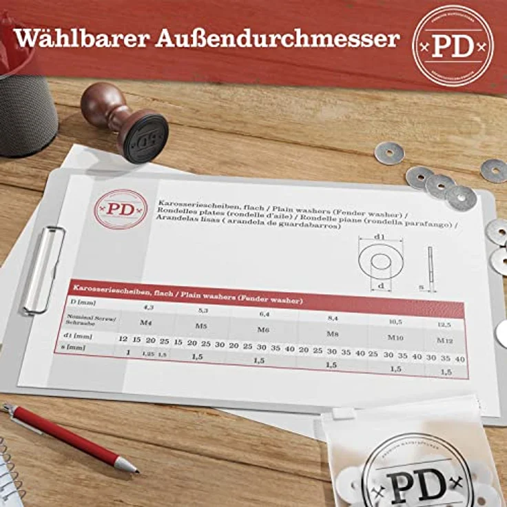 PD® große Karosseriescheiben M8x30 - Edelstahl A2 V2A Unterlegscheiben, rostfrei, extra großer Außendurchmesser, 50 Stück – Bild 2