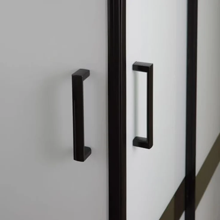 Kiamami Valentina Duschkabine 80x120 cm, mattschwarzer Rahmen, satiniertes 6 mm Glas, schiebbare Tür – Bild 4