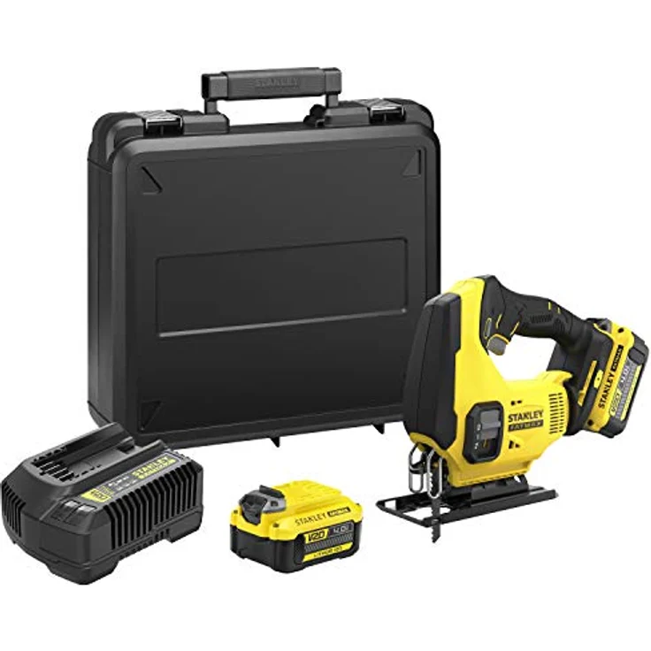 Stanley FatMax 18V Akku-Pendelhub-Stichsäge SFMCS600M2K (4.0 Ah, zwei Pendelhubstufen, variable Hubzahl, werkzeuglose Blattaufnahme, Gebläse, inkl. 2 Akkus, Schnell-Ladegerät, Koffer) – Bild 1