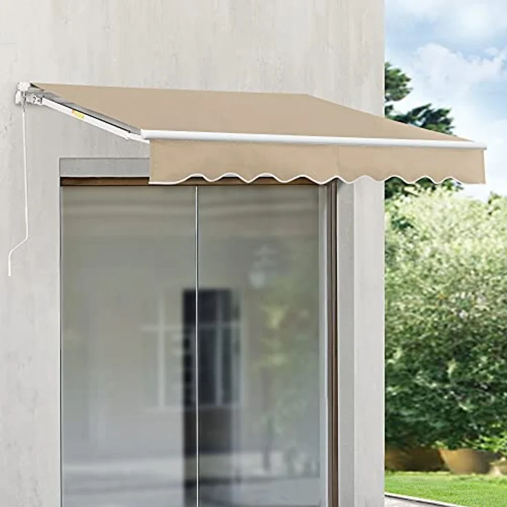 (en.casa) - Gelenkarmmarkise 250x200cm mit Handkurbel Beige – Bild 4