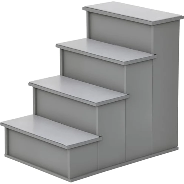 PawHut Haustiertreppe 4-stufige Einstiegshilfe mit rutschfester Matte für Auto, Bett und Sofa, grau, 40 x 59 x 54,2 cm – Bild 1