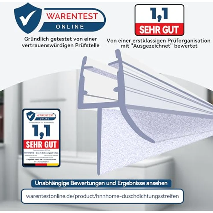 HNNHOME Duschdichtung – Universelle Duschtürdichtung für 5–8 mm Glastüren, 100% wasserdicht, extra dicke Gummilippe, einfache Installation, 90 cm – Bild 5