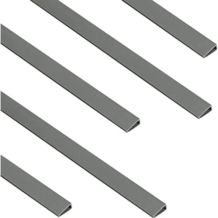 Sekey PVC Zaunschiene Abdeckprofil 5pcs x 1m, Schutzzubehör für PVC Sichtschutzmatte, 1 m/Wurzel, 5er Set, Grau