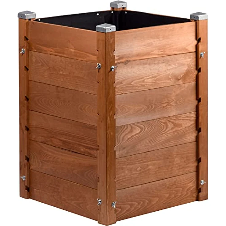 dobar® 56235FSCe Hochbeet & Komposter 3 in 1 - Multifunktions-Pflanzkasten | Vertikalbeet | Kompostierer Massivholz 180L | Kräuterbeet | Salatbeet | Erhöhtes Gemüsebeet | 64,5 x 64,5 x 75,5 cm | Braun – Bild 2