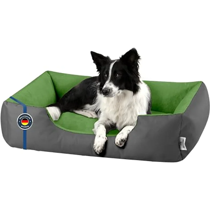 BedDog Hundebett LUPI, Hundekissen mit abziehbaren waschbaren Bezug, Hundekorb, Hundesofa für mittel-große Hunde XL in grau – Bild 1