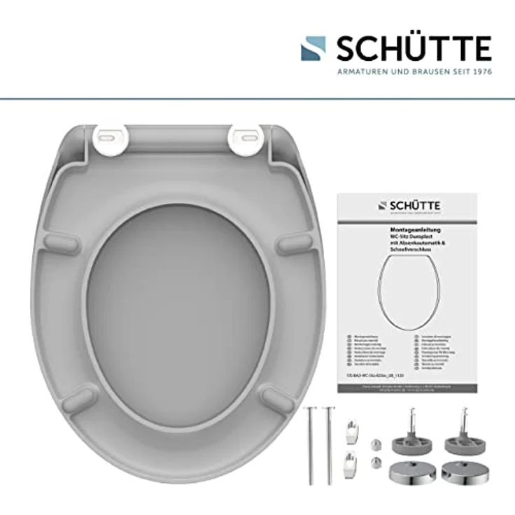 Schütte WC-Sitz Duroplast Grey, doppelte Absenkautomatik und Schnellverschluss, bruchsicher und kratzfest – Bild 6