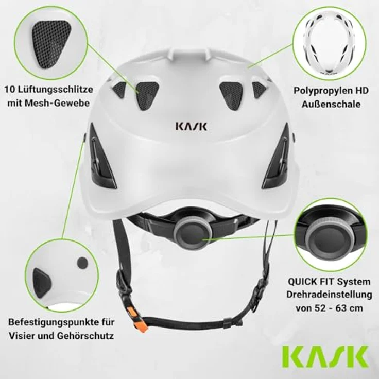Kask Superplasma AQ EN 397 Industriehelm, Schwarz, Stoßenergieaufnahme gemäß EN 12492, Universalgrößen 51-63 cm – Bild 3
