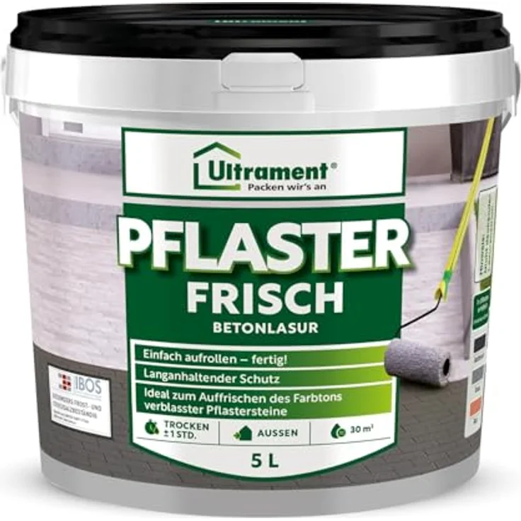 Ultrament Pflaster Frisch 5 L Anthrazit | UV- und witterungsbeständige Betonlasur für Pflastersteine und Gehwegplatten, Farbtonauffrischer – Bild 1