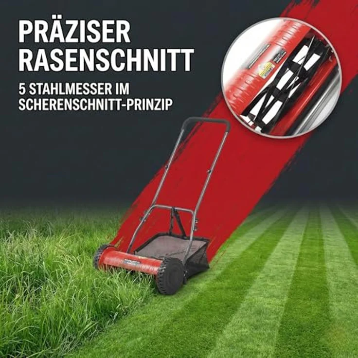 Stahlmann Benzinrasenmäher Spindelmäher RoyalCut - Manueller Rasenmäher mit 30 cm Schnittbreite, 27 Liter Fangkorb, 4-stufige Schnitthöheneinstellung – Bild 3