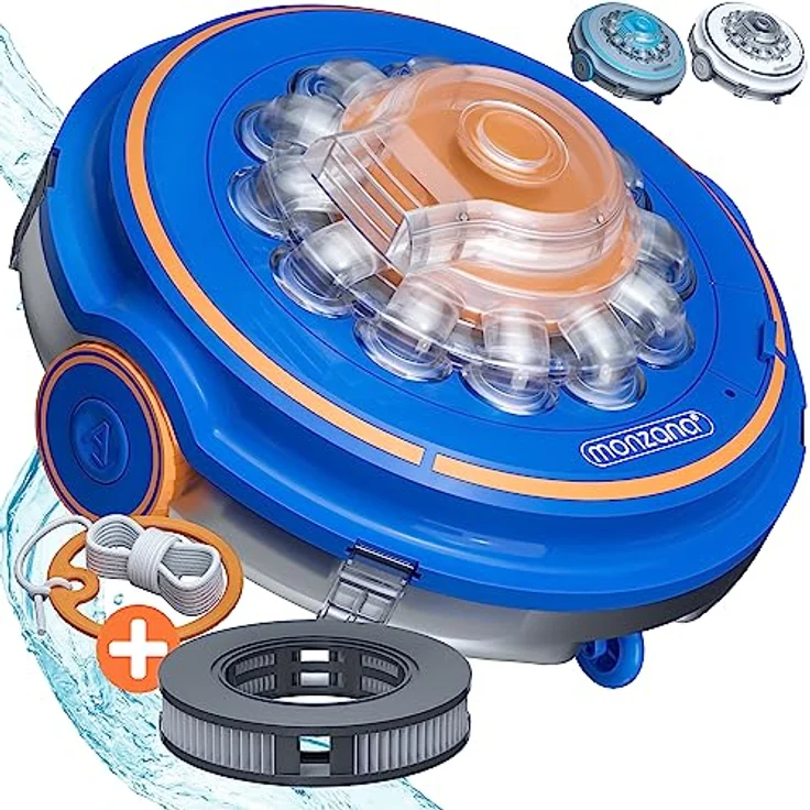 monzana® Poolroboter Poolboy600 Kabellos Vollautomatisch 80 Min Akku 5200mAh Li-Ion 80m² Pool Bodensauger Poolreiniger Poolsauger Royalblau – Bild 1