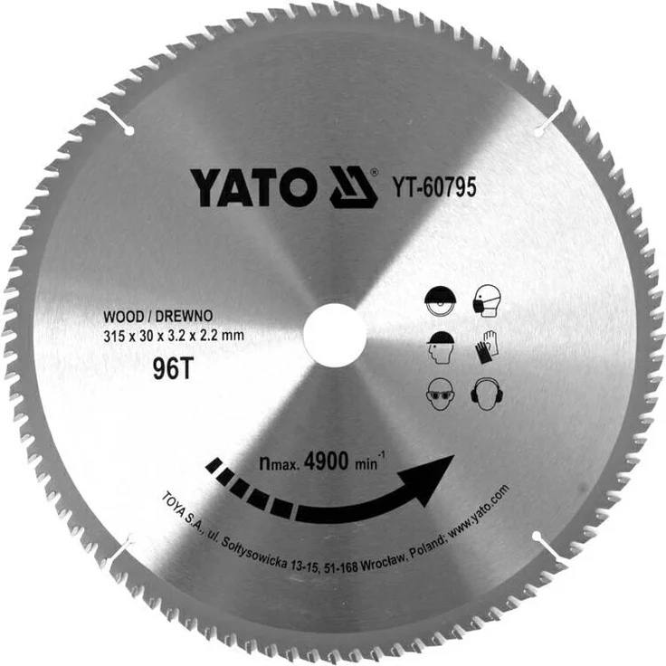 YATO YT-60795 Kreissägeblatt 31,5 cm für präzise Schnitte in Holz, Metall und Kunststoff, hohe Standzeit, professionell
