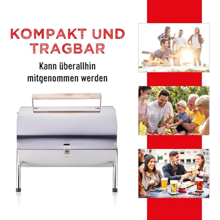 Edelstahl BBQ Holzkohlegrill Tragbarer Holzkohlegrill – Bild 9